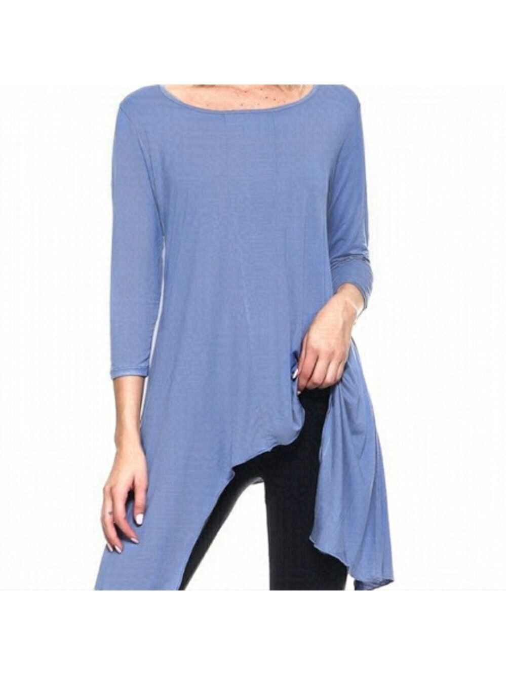 YELETE 3/4 Sleeve Misty Blue Tunic Top Size Medium NWT